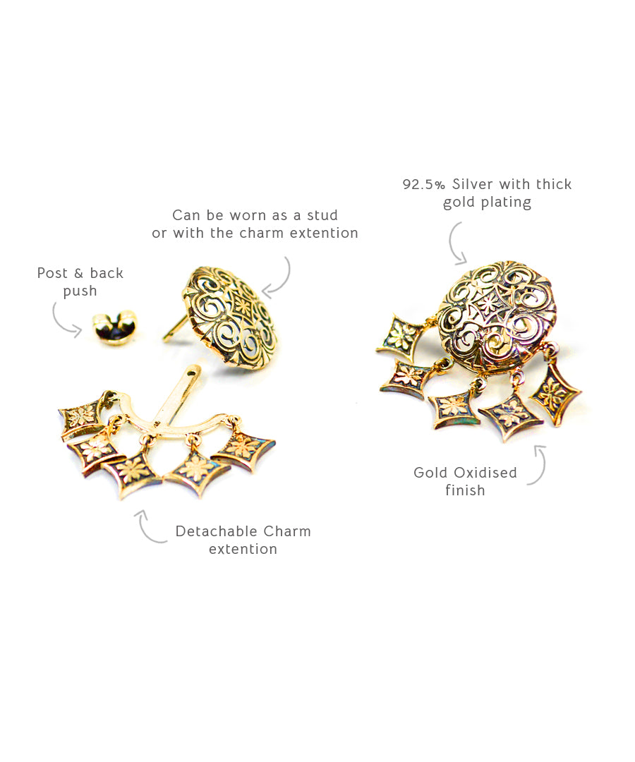 Golden Thar Dhora Murki Earrings
