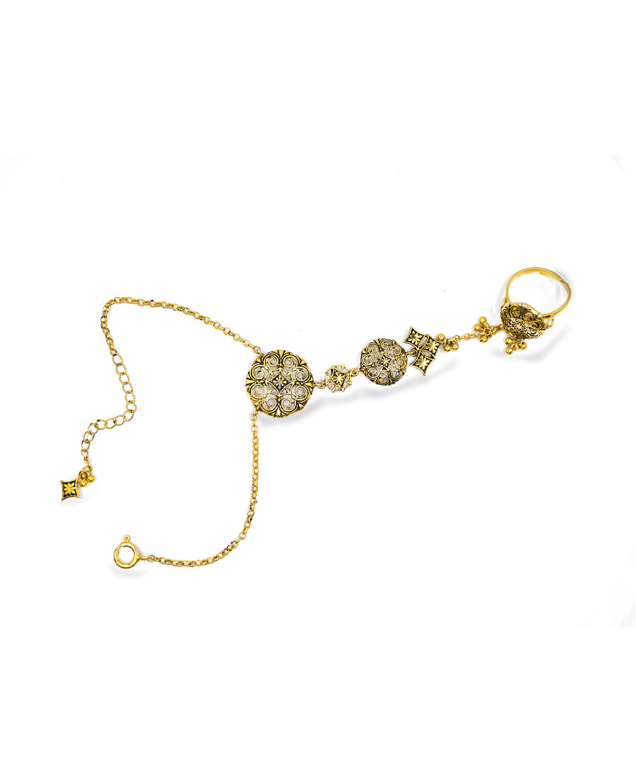 Golden Thar Chokho Hathfool Bracelet