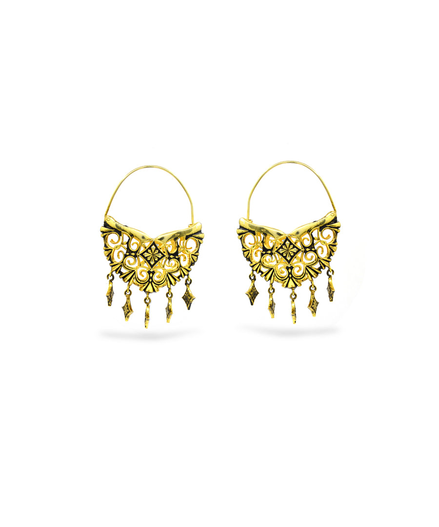 Golden Thar Bali Hoop Earrings