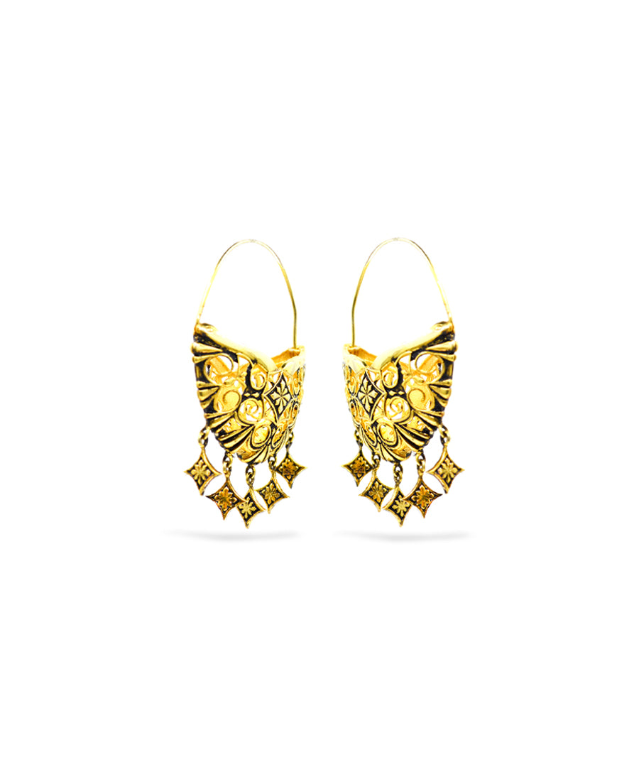 Golden Thar Bali Hoop Earrings