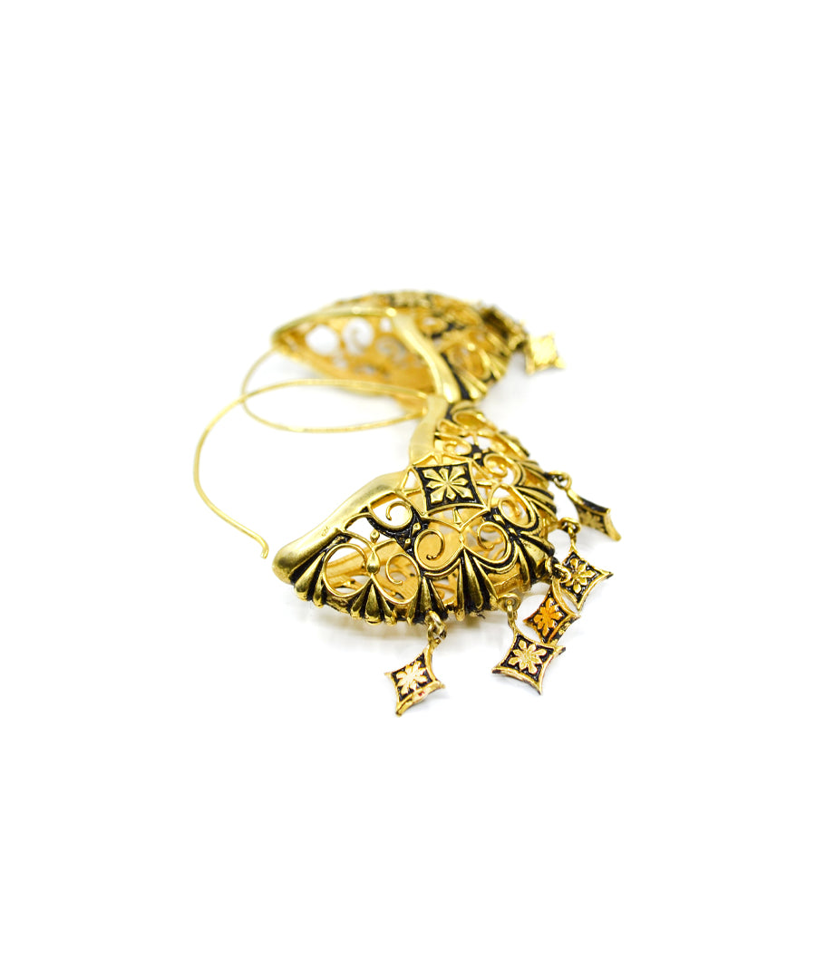 Golden Thar Bali Hoop Earrings