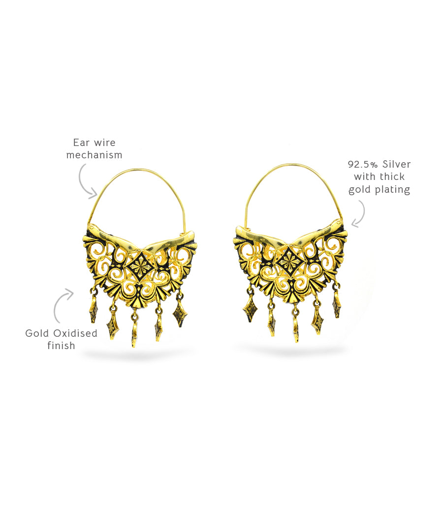 Golden Thar Bali Hoop Earrings