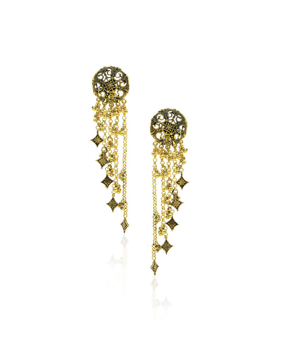 Golden Thar Dhora Bhujali Earrings