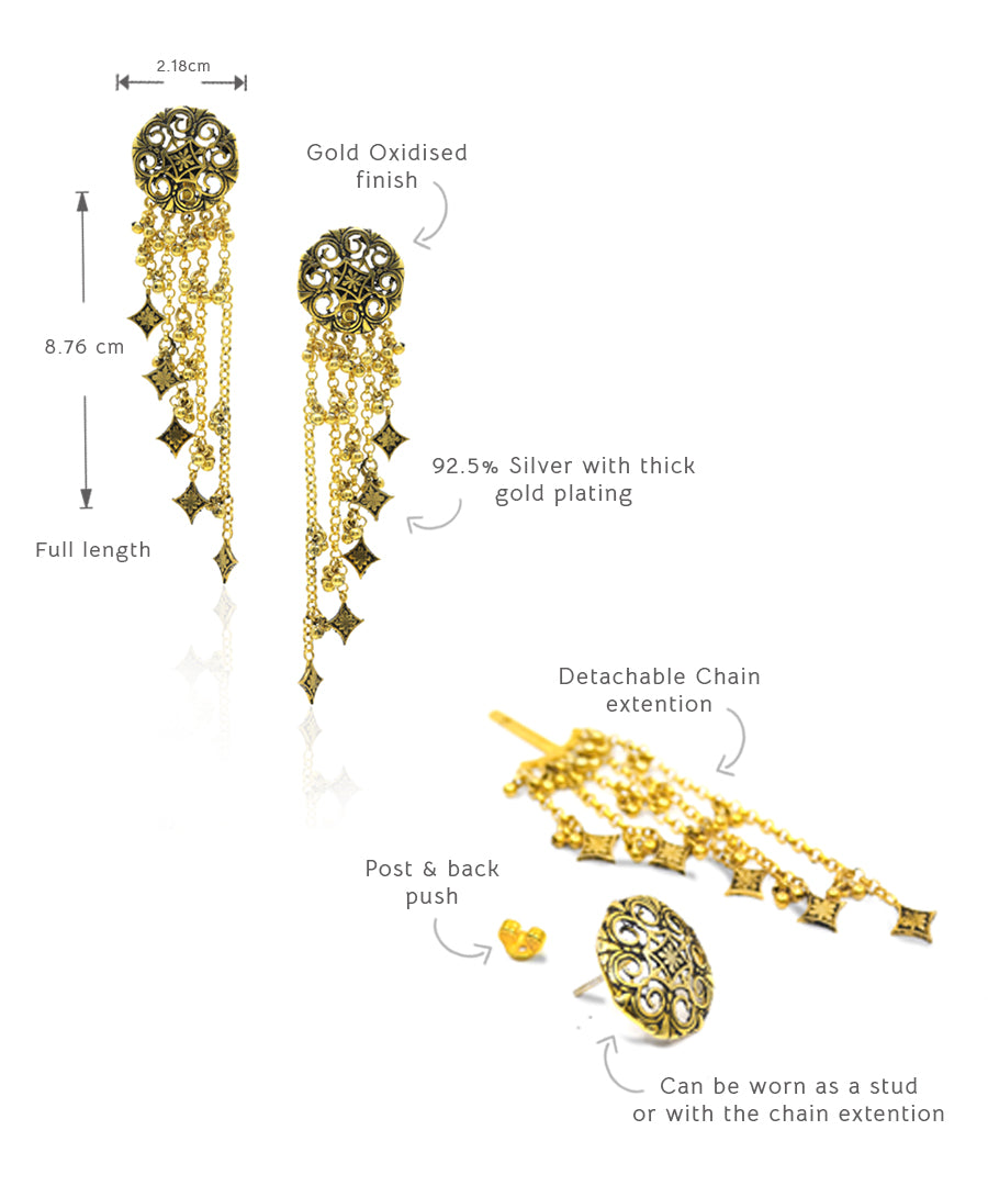 Golden Thar Dhora Bhujali Earrings