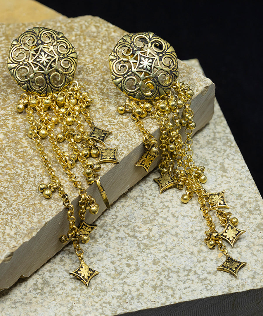 Golden Thar Dhora Bhujali Earrings