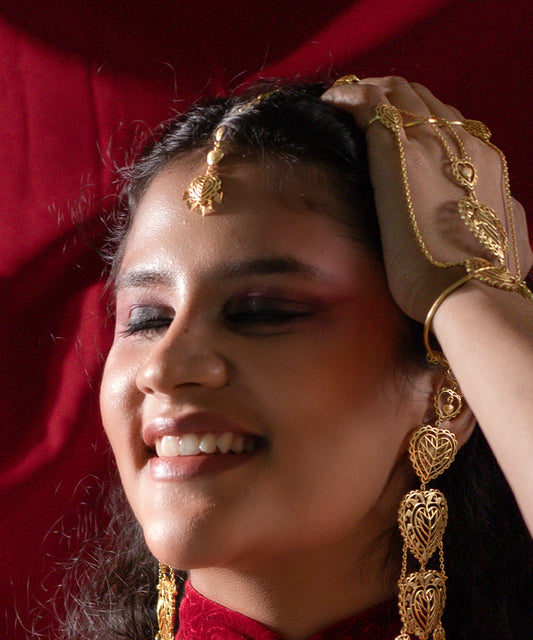 Rakaan Mang Tika - Gold Plated - Heart Shaped - Head Jewelry