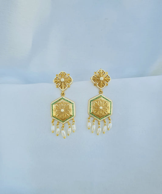 Golden Green Zircon Magnolia Small Earrings