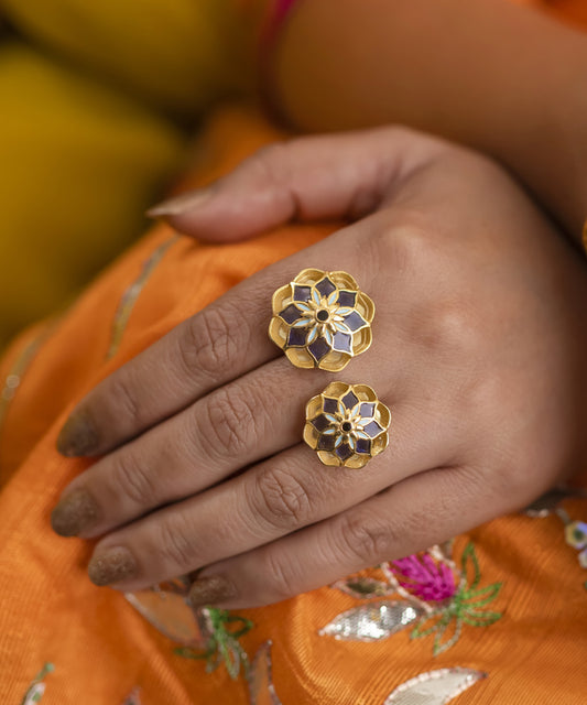 Gul Golden Purple Askim Ring – Meenakari Cocktail Adjustable Ring