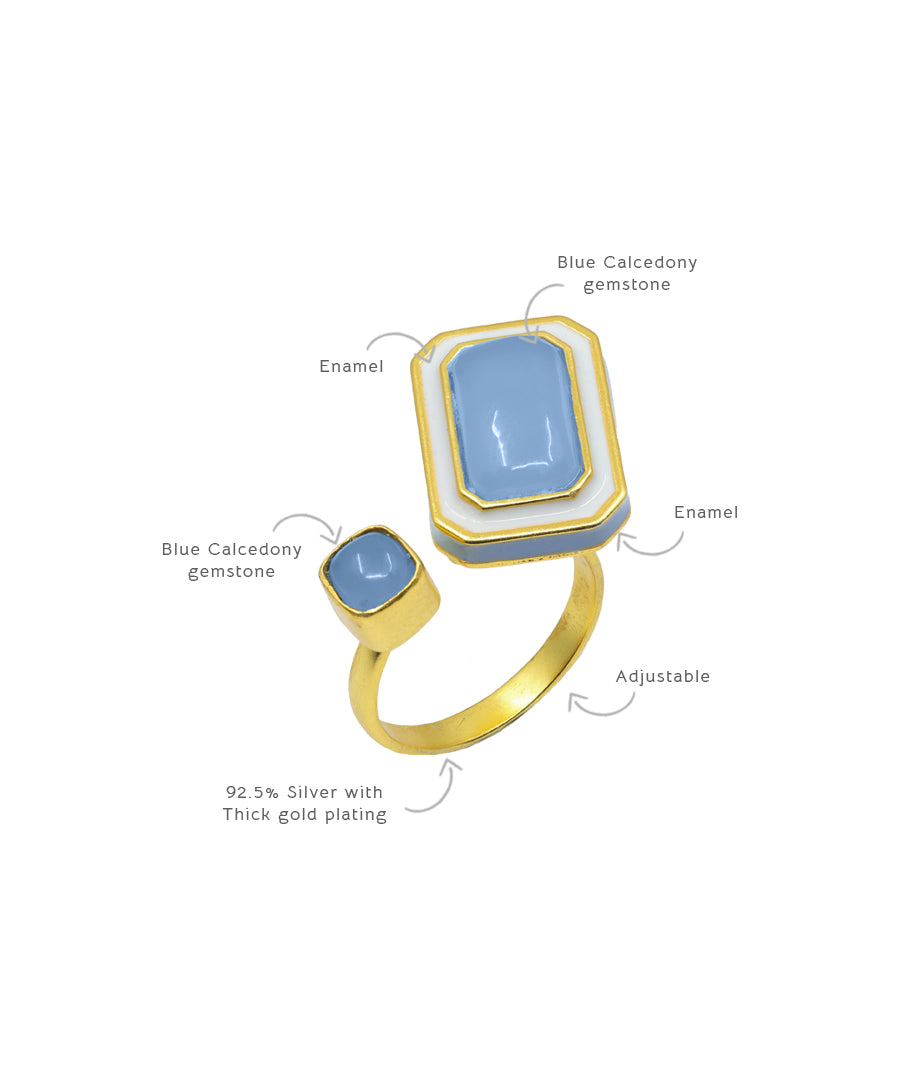 Ripple Blue Tranquil Float Adjustable Ring