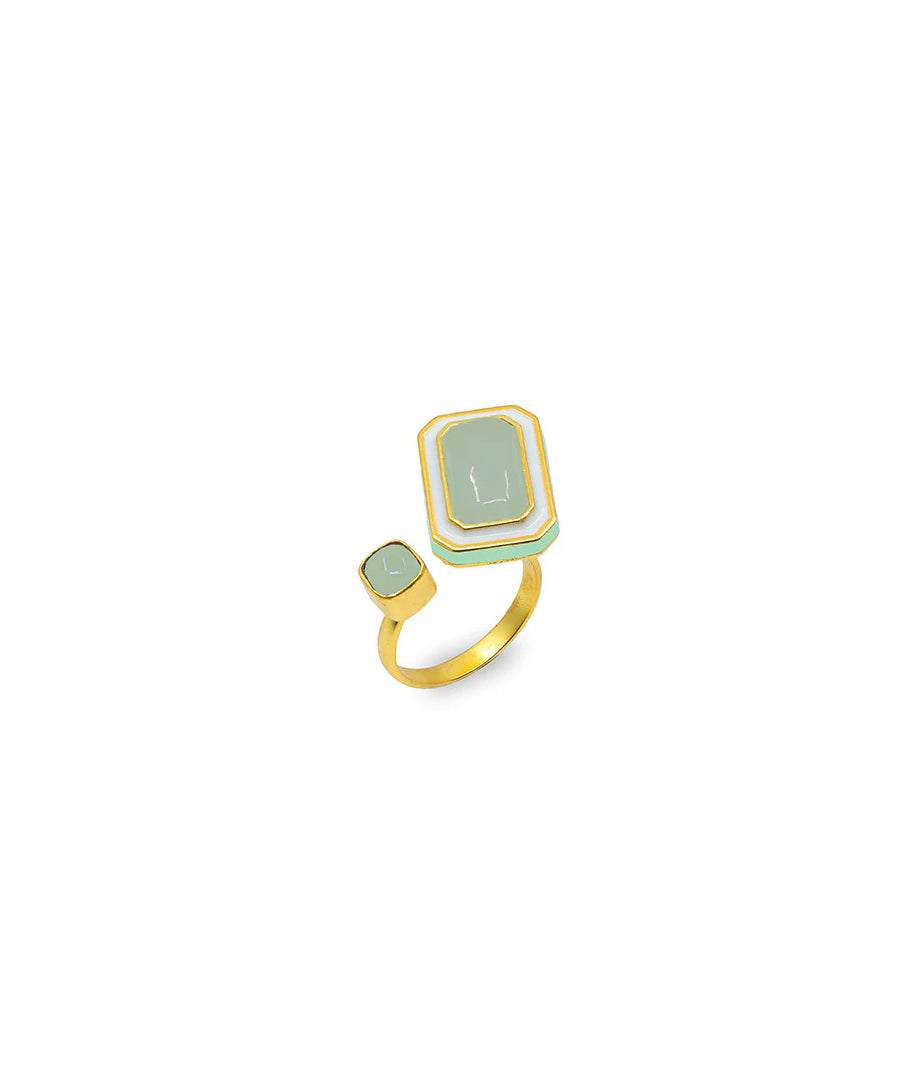 Foggy Green Tranquil Float Adjustable Ring