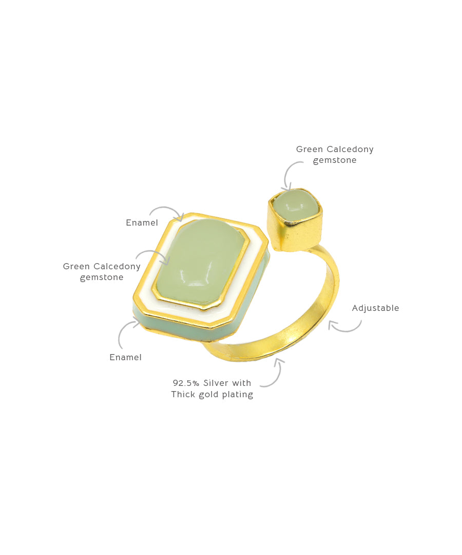Foggy Green Tranquil Float Adjustable Ring