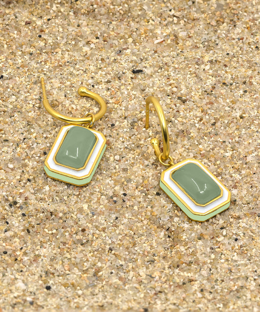 Foggy Green Tranquil Vitamin Sea C Hoop Earrings