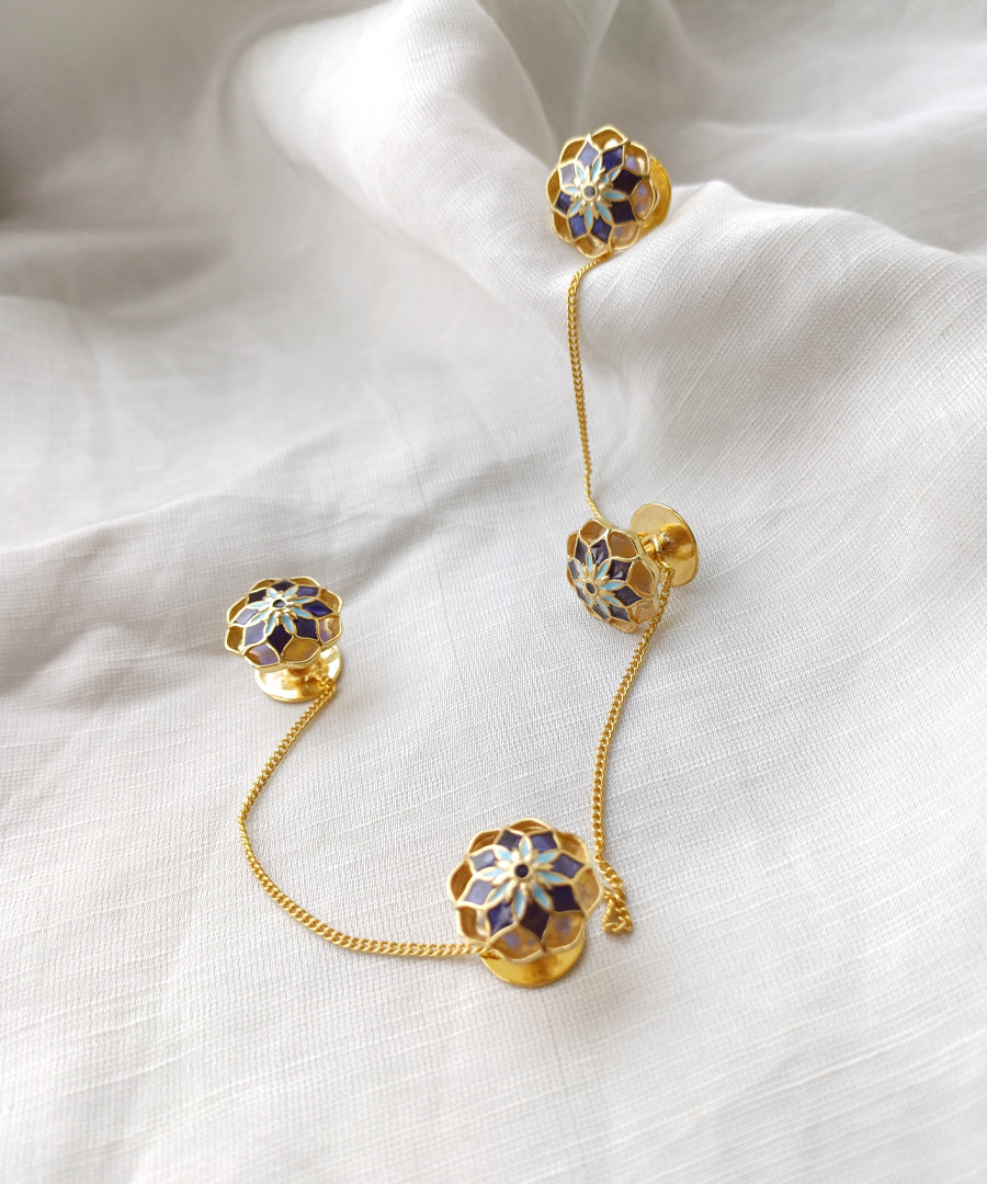 92.5% silver kurta buttons with thick gold plating.