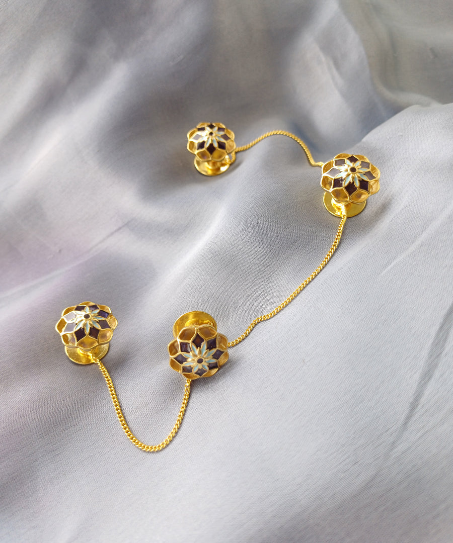 Handcrafted kurta buttons. Gul collection by Manner India.