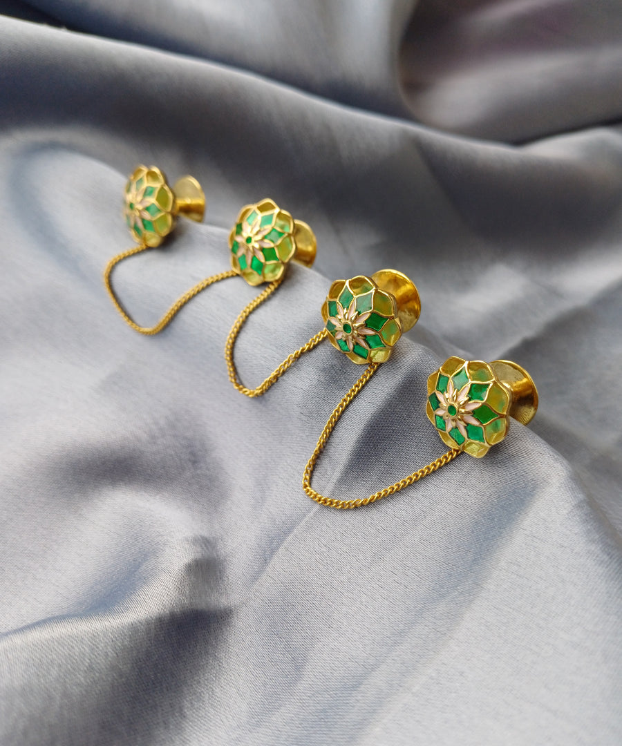 A set of 4 kurta buttons with chain.