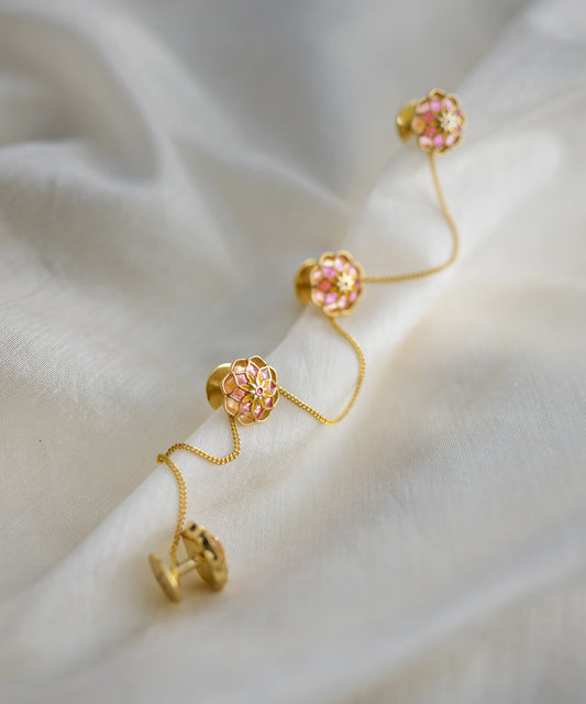 Pink enamel kurta buttons.