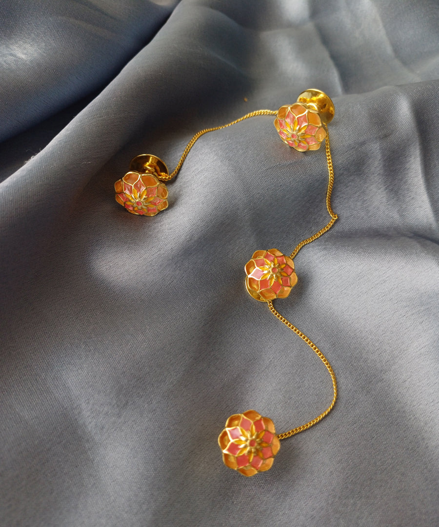 Silver kurta buttons with thick gold plating.