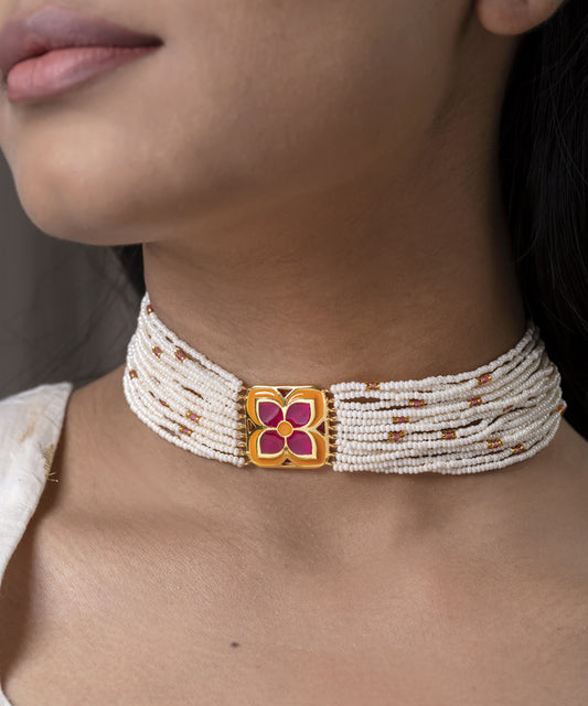 Pink Aks Chameli Choker Necklace