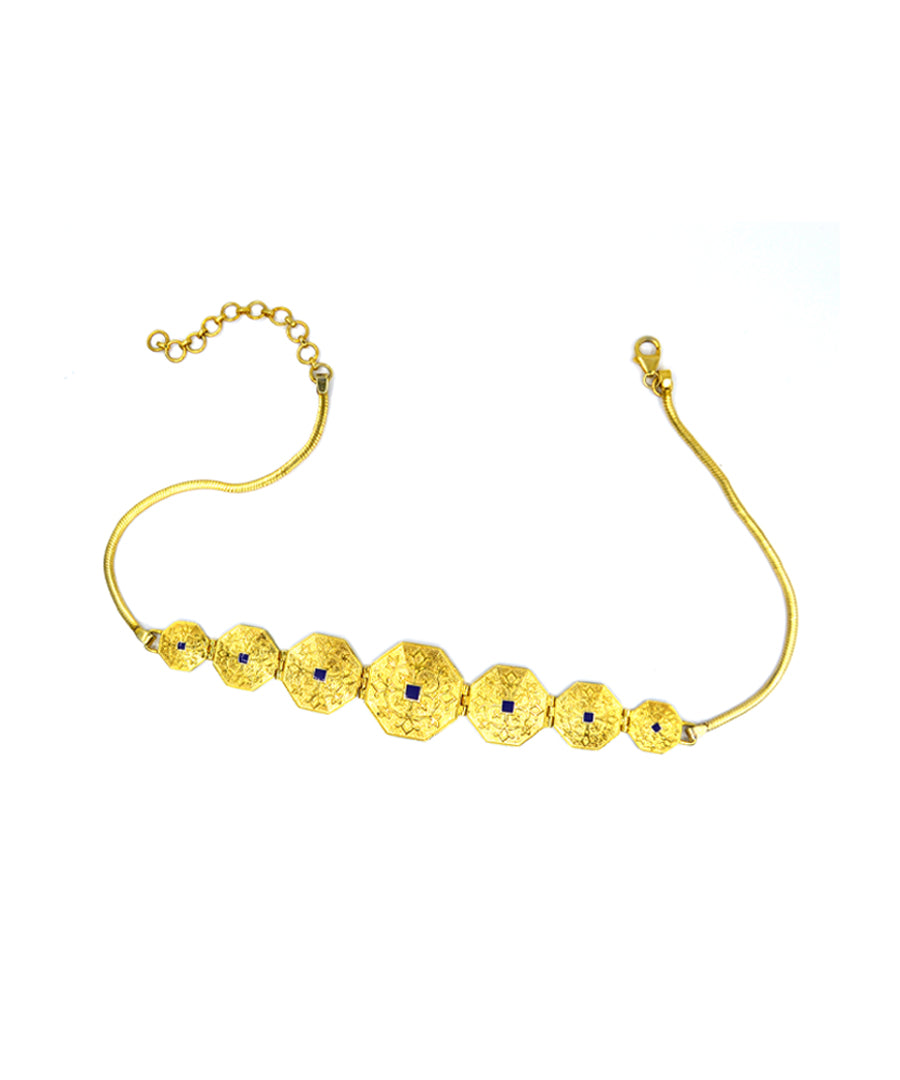 Gaur Kanthi choker necklace 925 Silver handmade gold plated choker necklace from Goonj collection by Manner India.