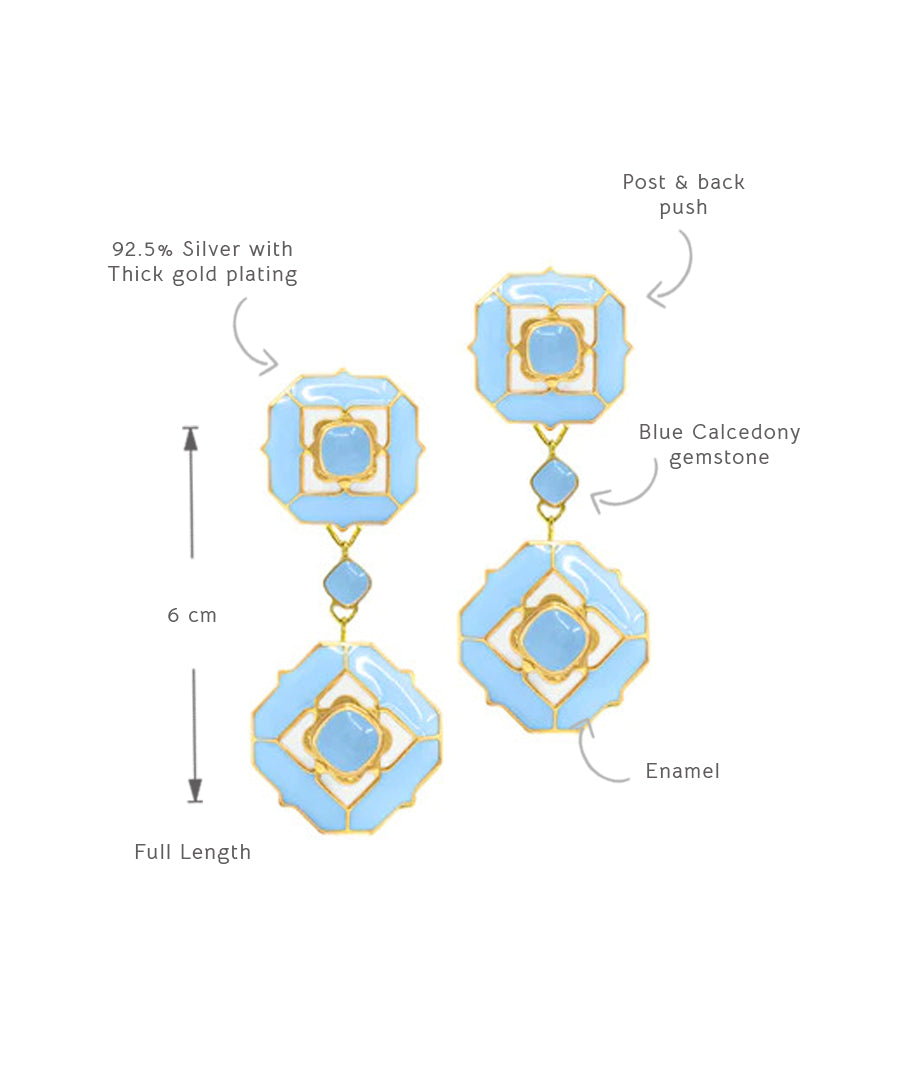 Ripple Blue Tranquil Serene Dangle Earrings