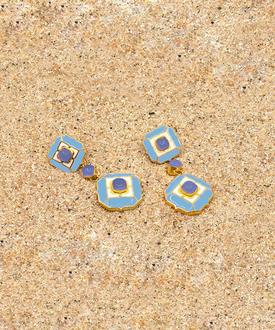 Ripple Blue Tranquil Serene Dangle Earrings