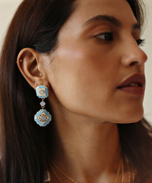 Ripple Blue Tranquil Serene Dangle Earrings