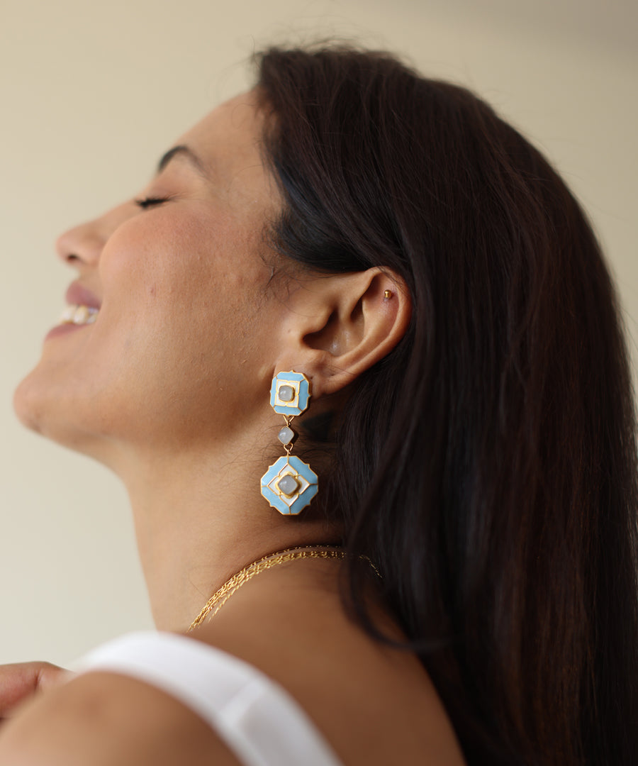 Ripple Blue Tranquil Serene Dangle Earrings
