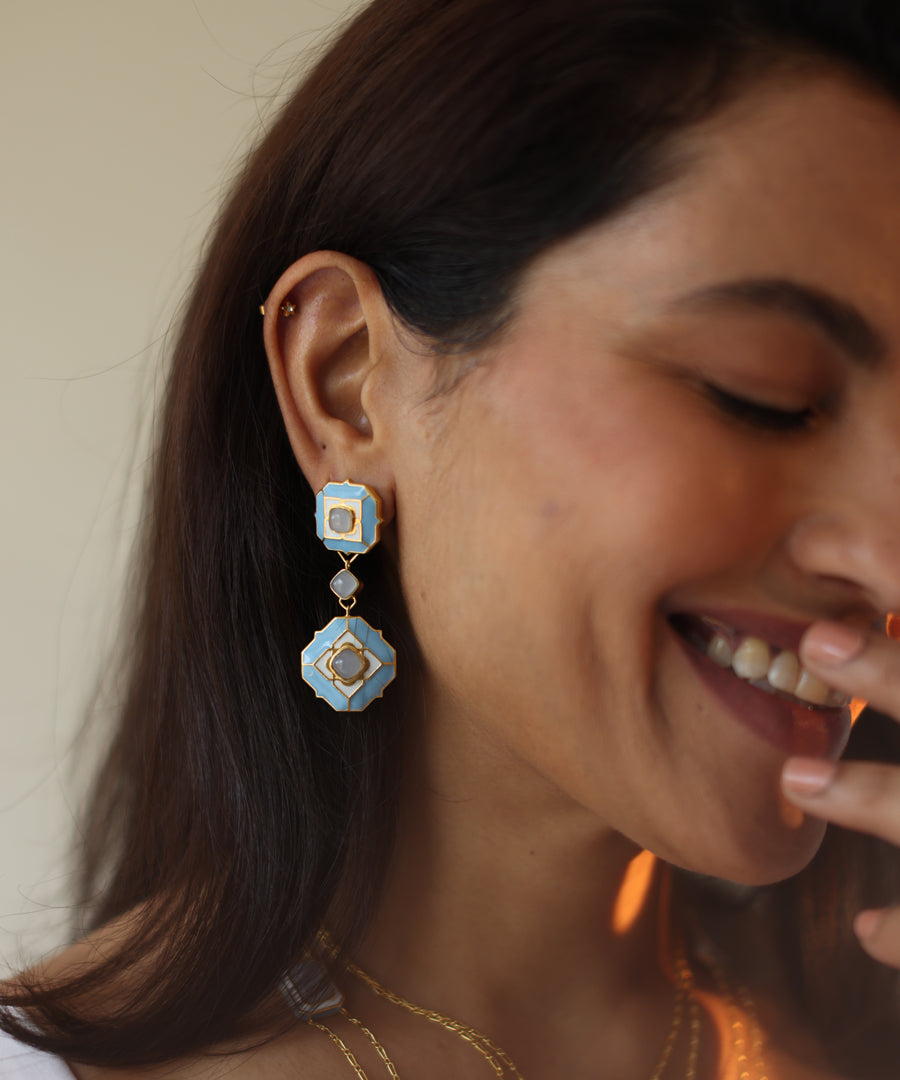 Ripple Blue Tranquil Serene Dangle Earrings