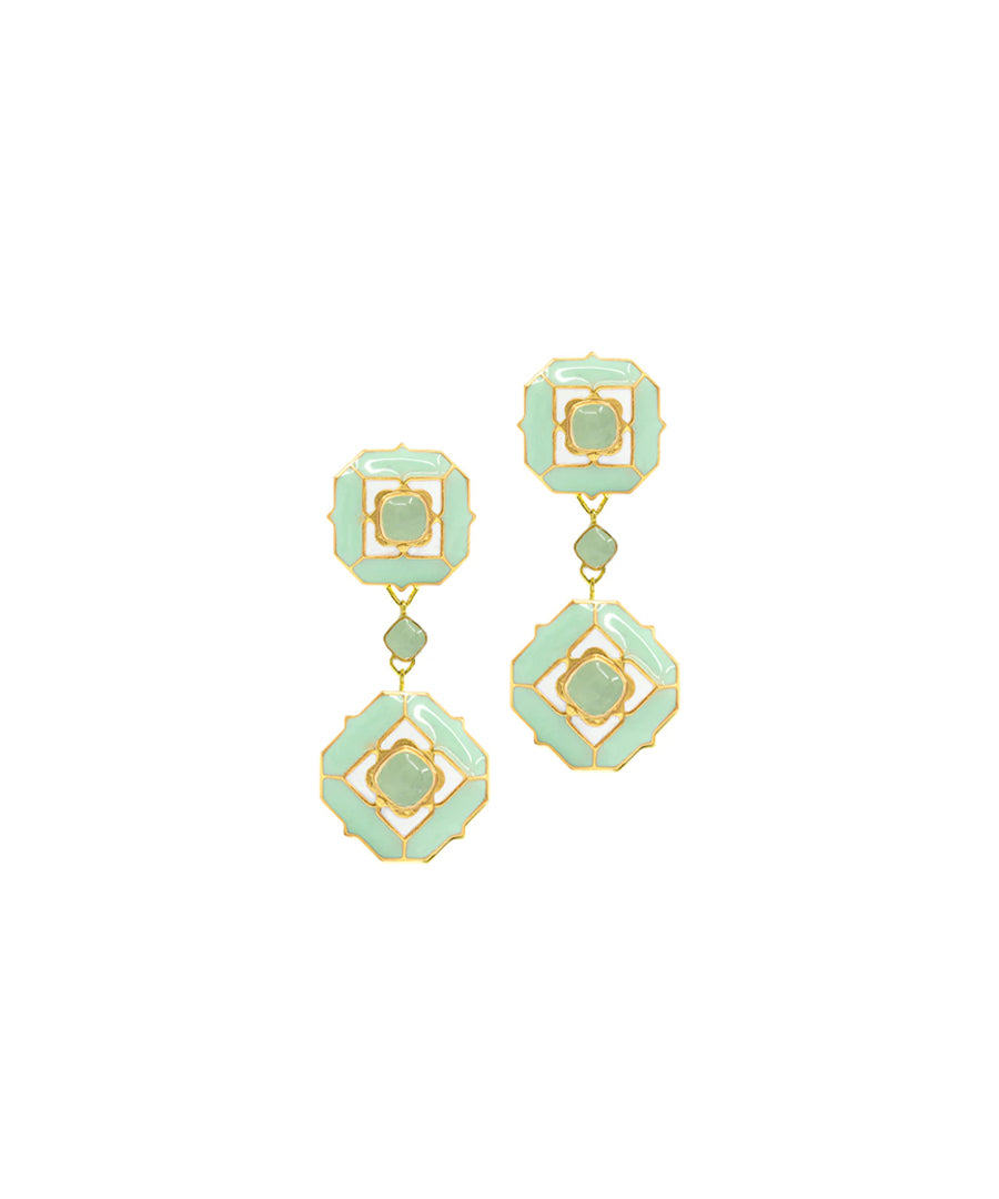 Foggy Green Tranquil Serene Dangle Earrings