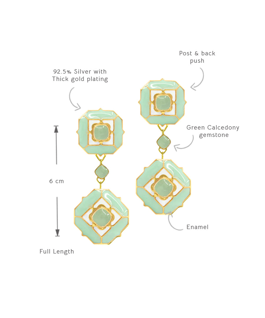 Foggy Green Tranquil Serene Dangle Earrings