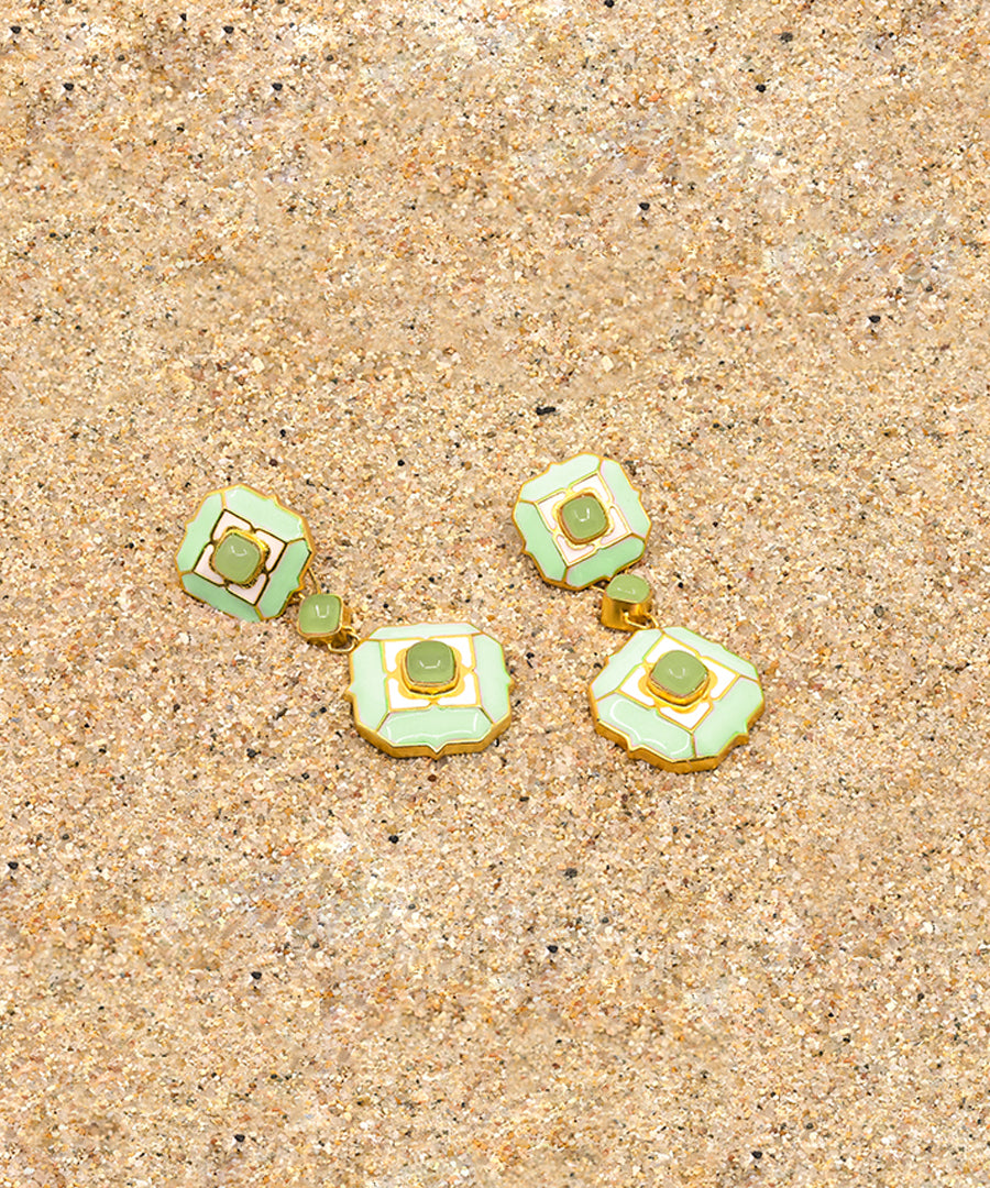 Foggy Green Tranquil Serene Dangle Earrings