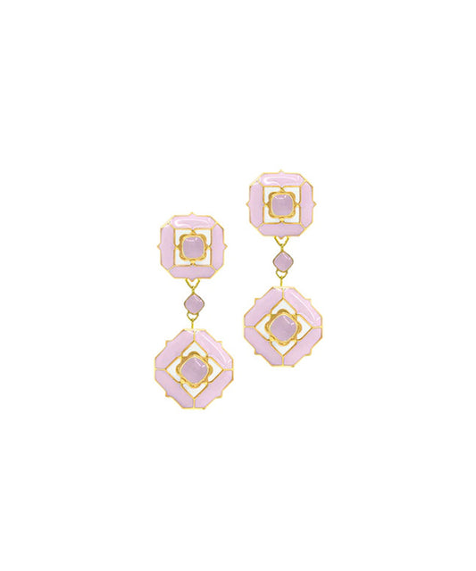 Cloudy Pink Tranquil Serene Dangle Earrings