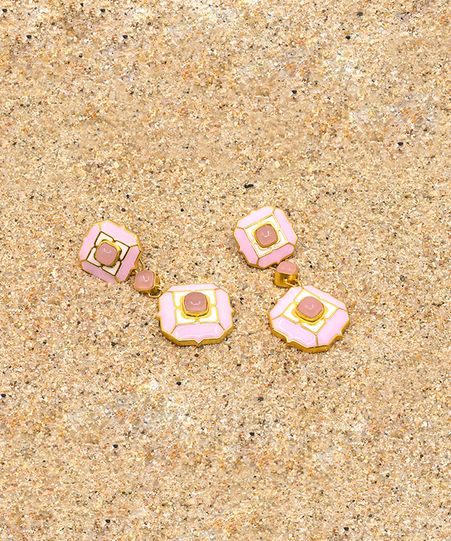Cloudy Pink Tranquil Serene Dangle Earrings