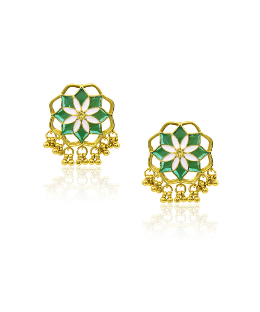 Green Gul Kumud Stud Earrings