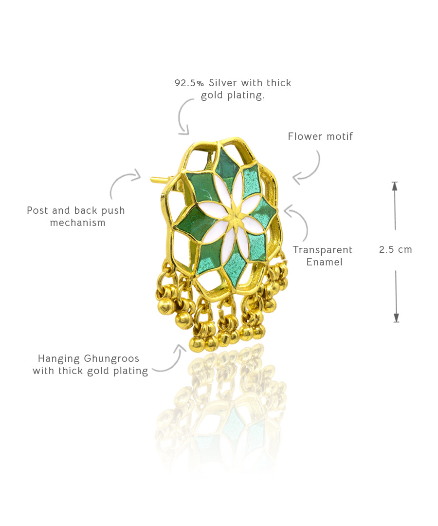 Green Gul Kumud Stud Earrings