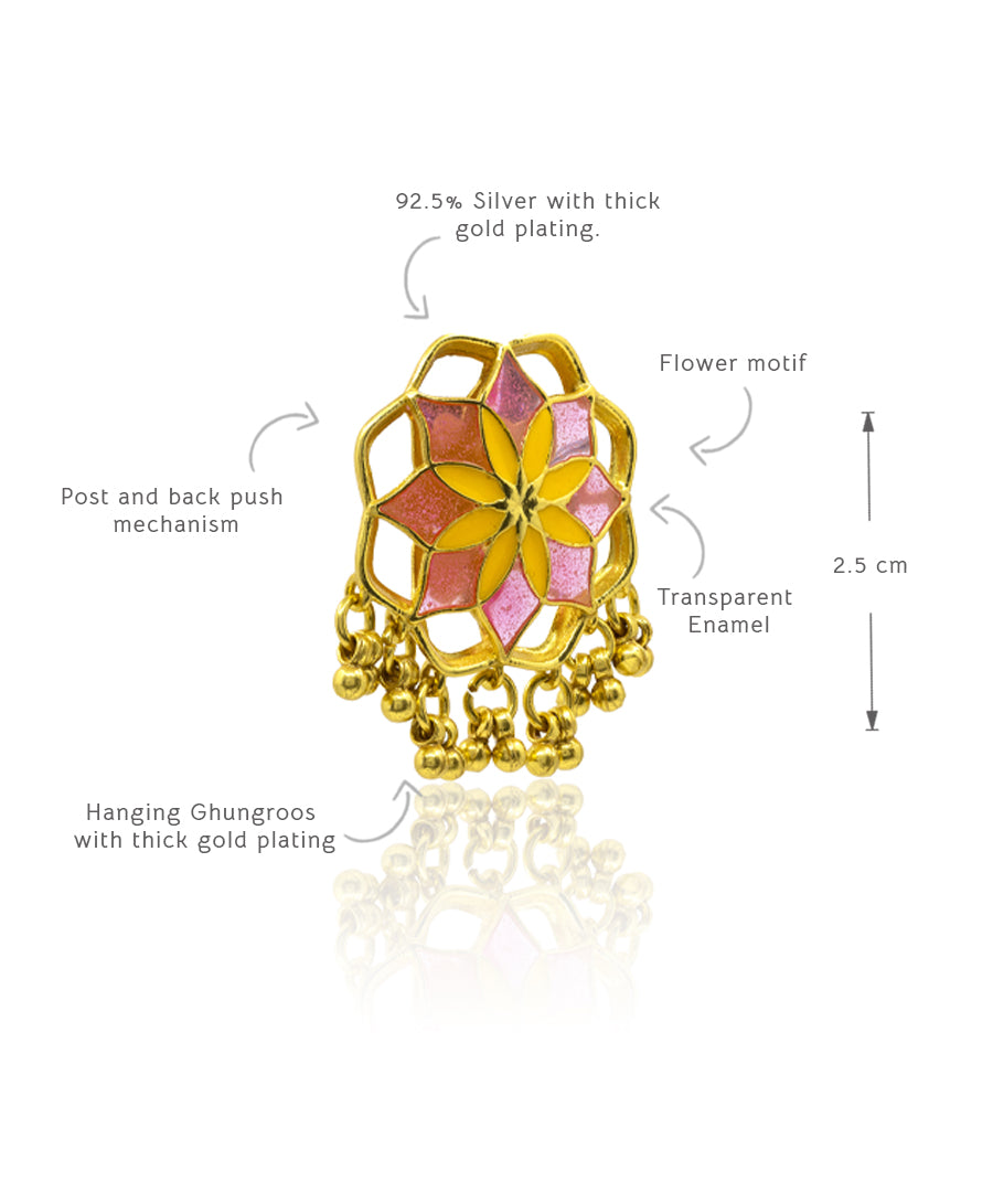 Pink Gul Kumud Stud Earrings