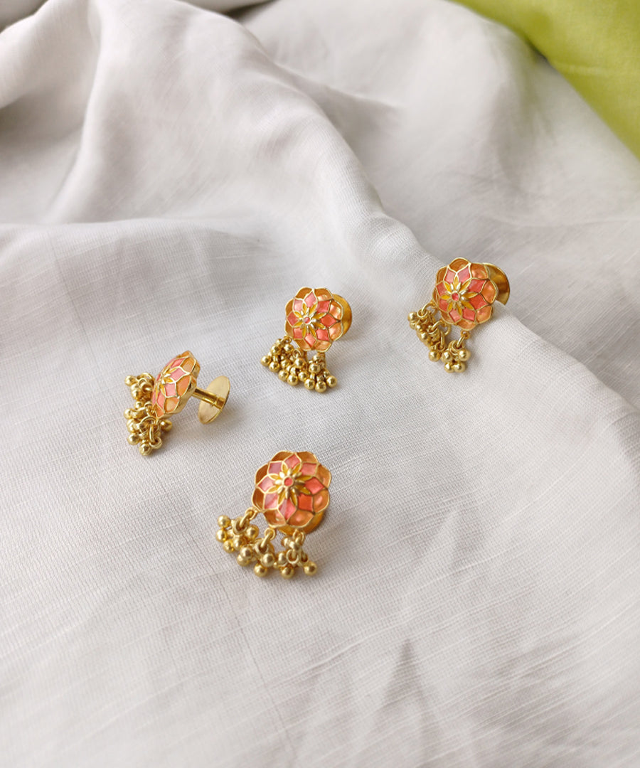 Pink enamel kurta buttons.