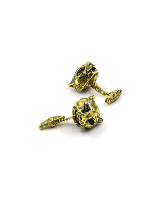 Gold Oxidised Untamed Panther Cufflinks