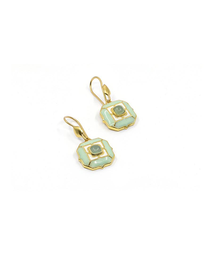 Foggy Green Tranquil Sea Breeze Hook Earrings