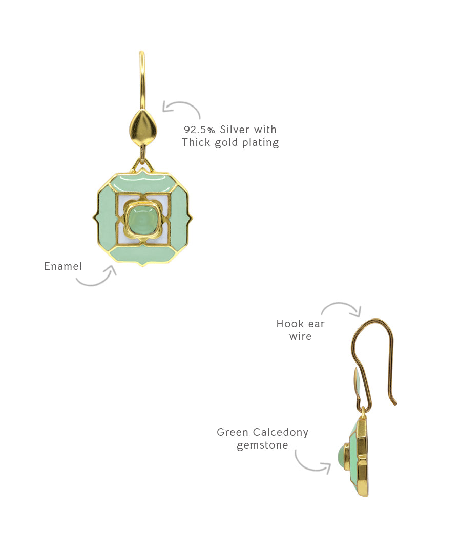 Foggy Green Tranquil Sea Breeze Hook Earrings
