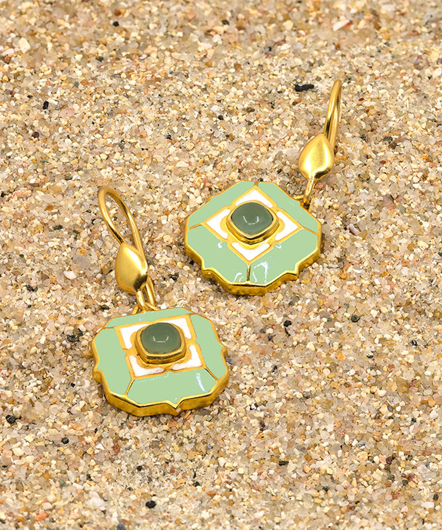 Foggy Green Tranquil Sea Breeze Hook Earrings