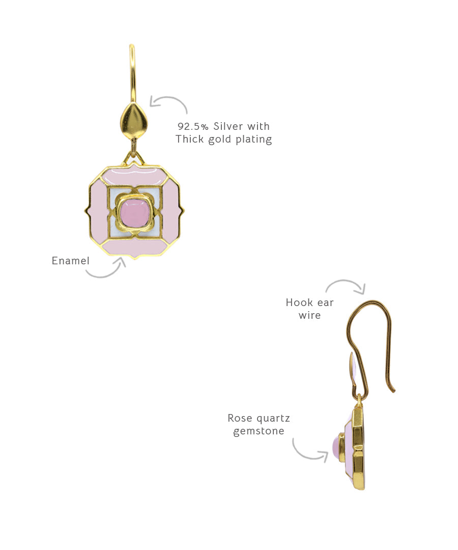 Cloudy Pink Tranquil Sea Breeze Hook Earrings