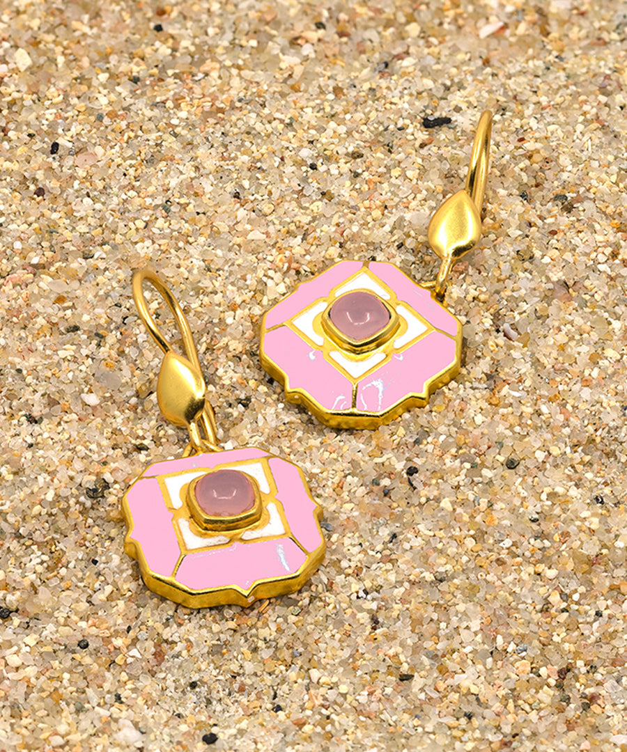 Cloudy Pink Tranquil Sea Breeze Hook Earrings