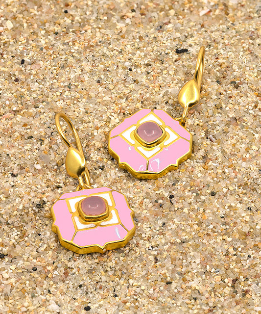 Cloudy Pink Tranquil Sea Breeze Hook Earrings