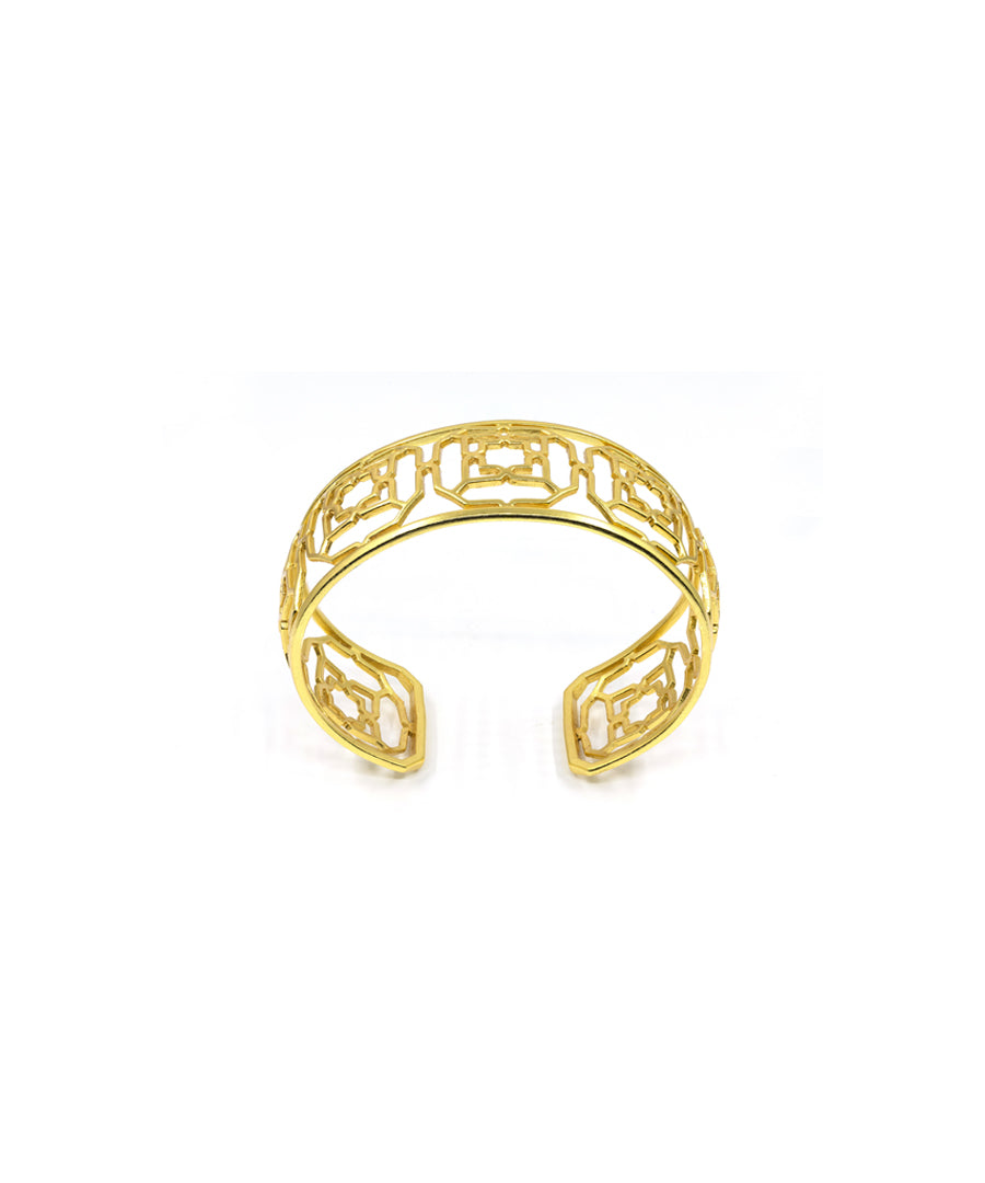 Designer silver bracelet for women with gold plating.