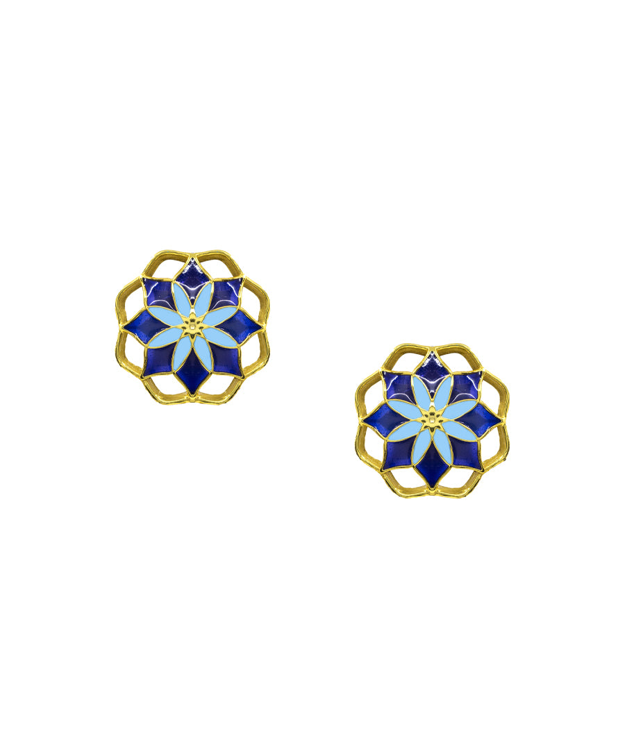 Blue Gul Kusum Stud Earrings