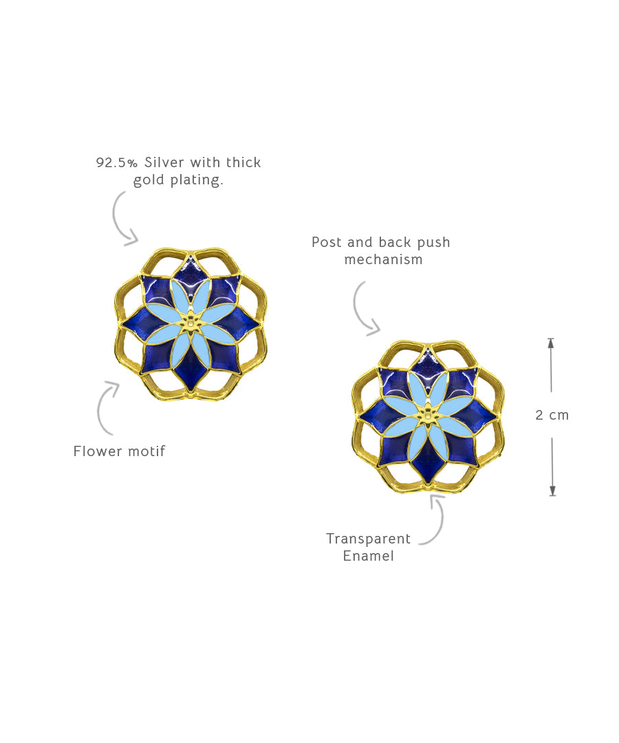 Blue Gul Kusum Stud Earrings