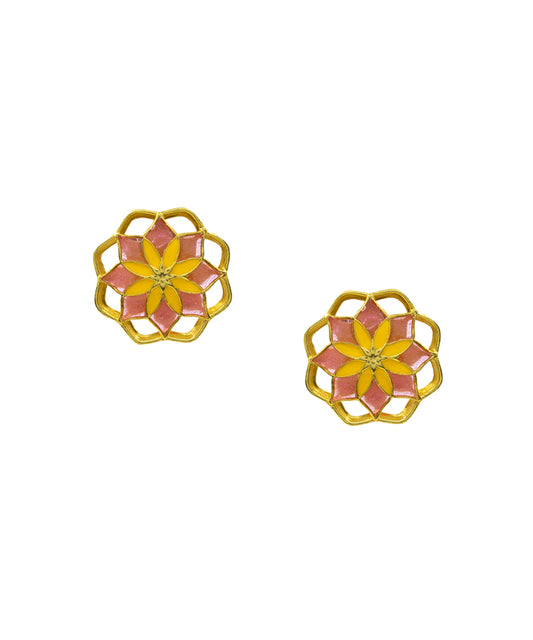 Pink Gul Kusum Stud Earrings