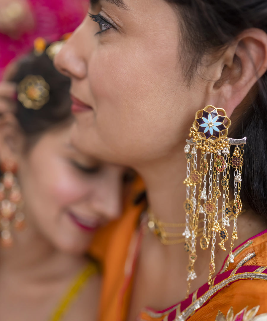 Golden Gul Gulbaari Detachable Chain Earrings Big