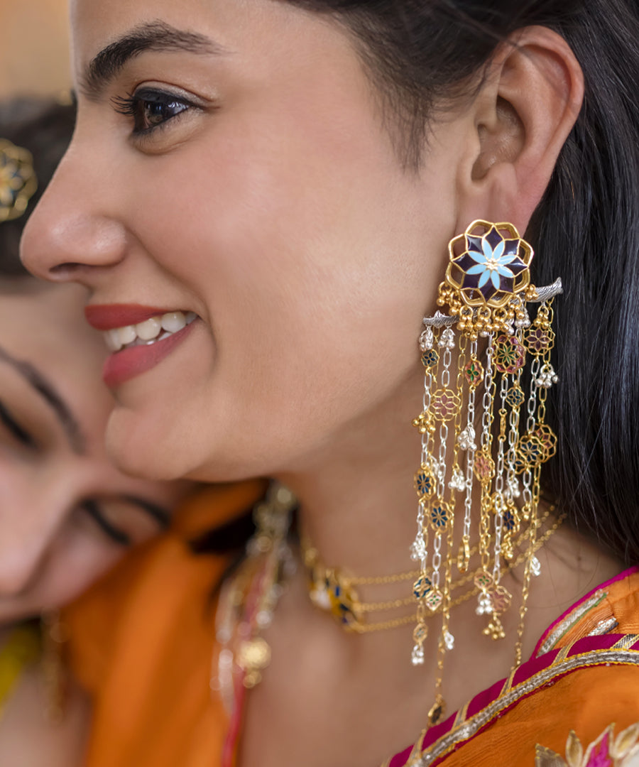 Golden Gul Gulbaari Detachable Chain Earrings Big